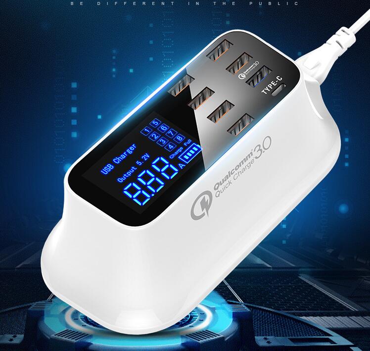 Station de Charge USB Intelligente 8 Ports avec Quick Charge 3.0 et Écran LED - IVOIRART.COM