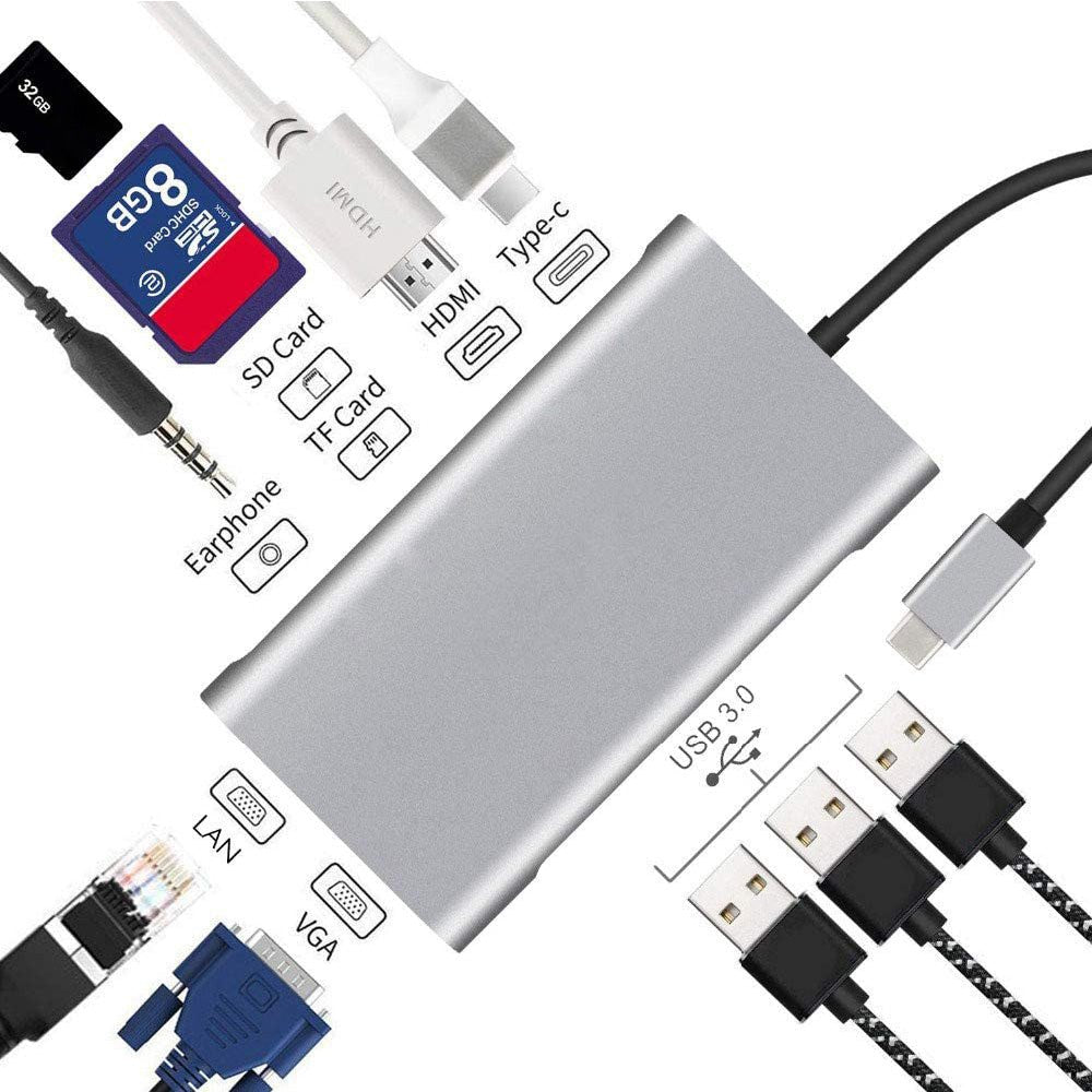 Station d'extension USB Type C vers HDMI dix-en-un avec multiples ports polyvalents - IVOIRART.COM