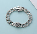 Sterling Silver Ornament Men's Trendy Rotating Skull Retro Fashion Tang Grass Pattern Bracelet - IVOIRART.COM