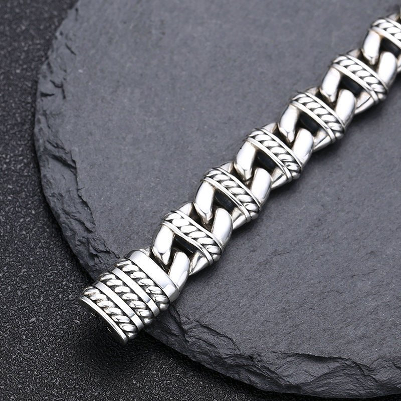 Sterling Silver Pig Nose Bracelet Thick Type Personality - IVOIRART.COM