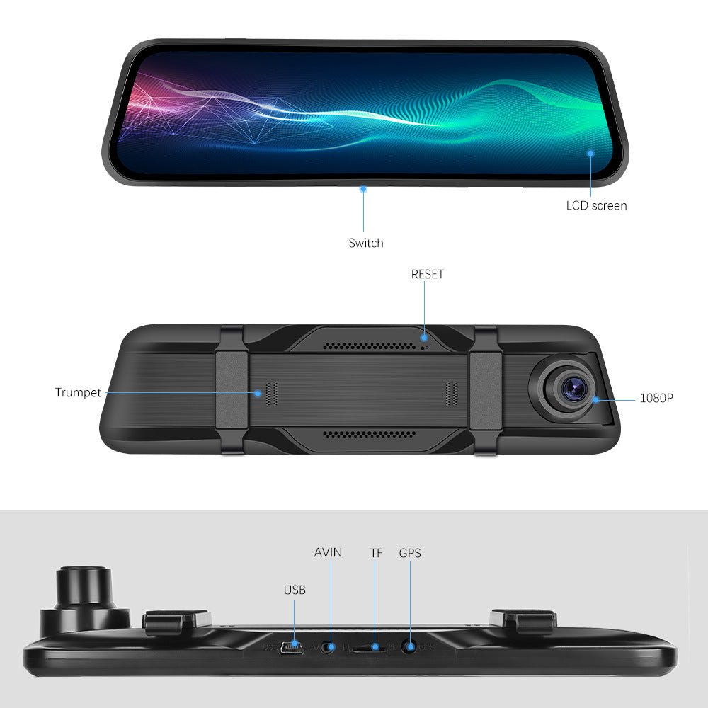 Streaming Media Car Car Dual Lens Smart Touch Rearview Mirror Tachograph - IVOIRART.COM