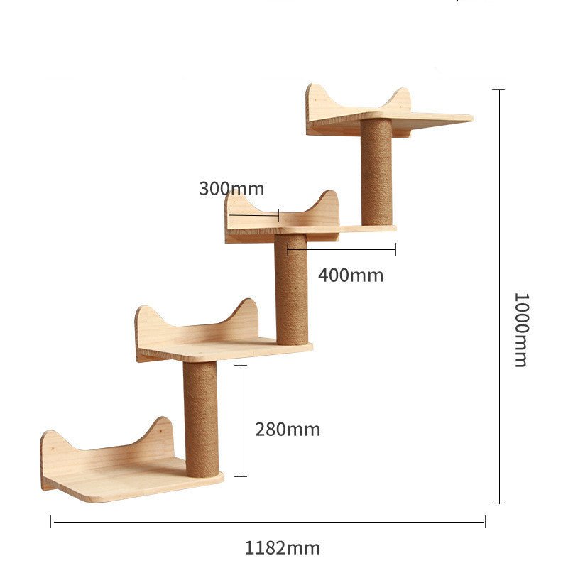 Structure d’Escalade Murale en Bois Massif pour Chat - Plateforme et Échelle Suspendues - IVOIRART.COM