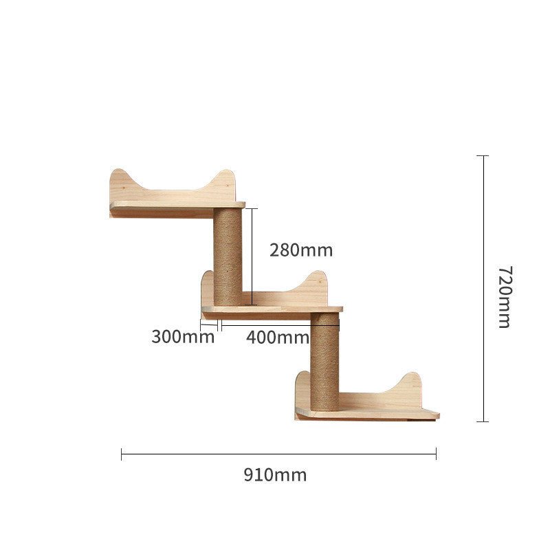Structure d’Escalade Murale en Bois Massif pour Chat - Plateforme et Échelle Suspendues - IVOIRART.COM