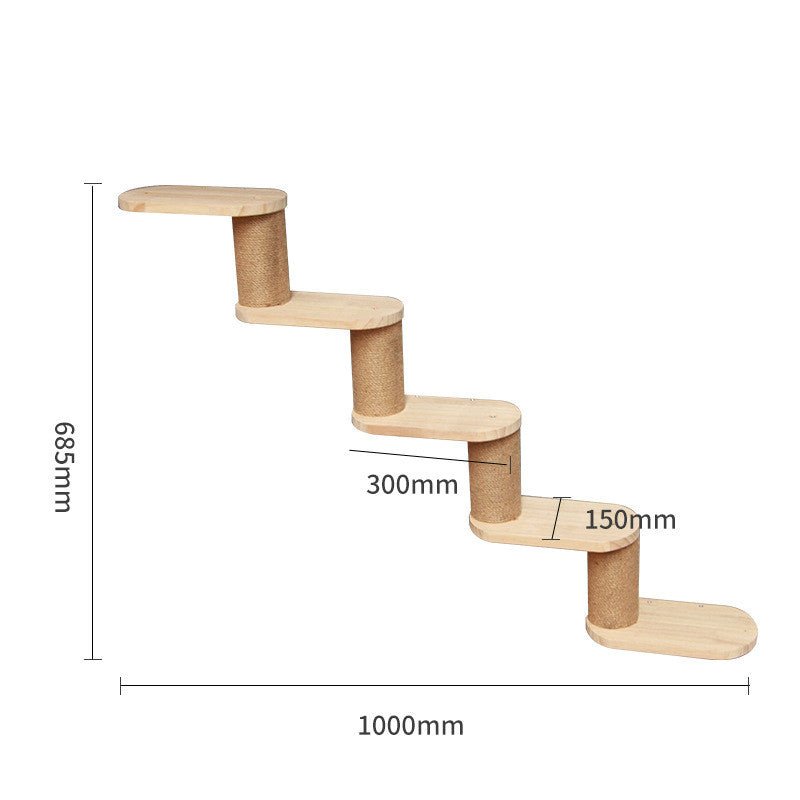 Structure d’Escalade Murale en Bois Massif pour Chat - Plateforme et Échelle Suspendues - IVOIRART.COM