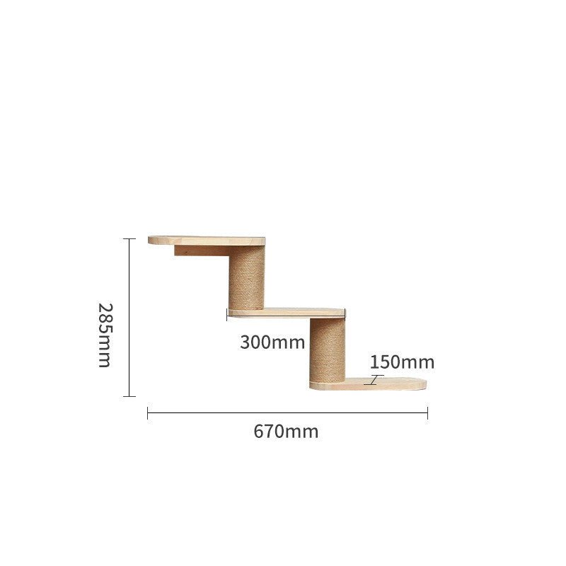 Structure d’Escalade Murale en Bois Massif pour Chat - Plateforme et Échelle Suspendues - IVOIRART.COM