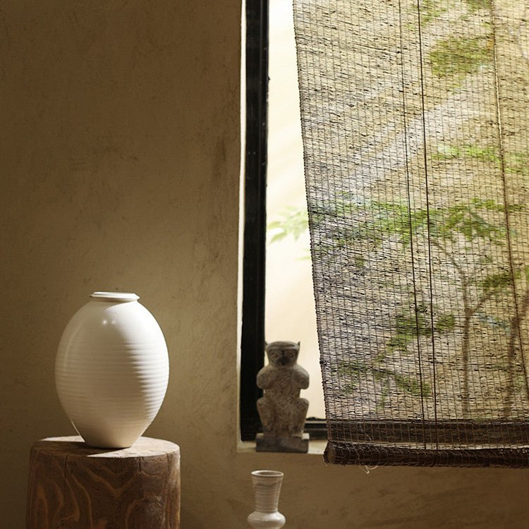 Summer Cloth Ramie Japanese Curtain Tea Room Retro Roller Blind - IVOIRART.COM