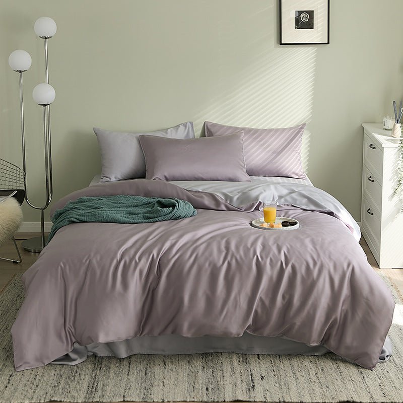 Summer Light Luxury Pure Color Tencel Four-piece Set Simple Ice Silk Cool Feeling Silky - IVOIRART.COM