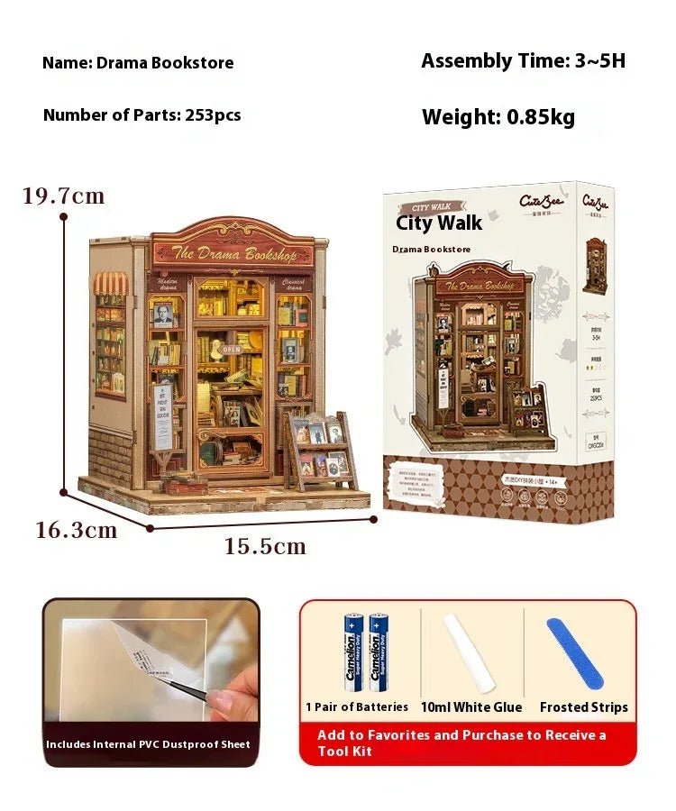 Support à Livres en Bois 3D Créatif et DIY, Assemblé à la Main, Librairie Dramatique - IVOIRART.COM