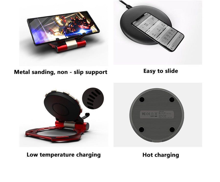 Support Chargeur Sans Fil Métallique Iron Man QI pour Téléphone Mobile Bureau - IVOIRART.COM
