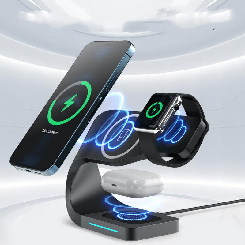 Support de Charge Multifonction Magnétique avec Recharge Sans Fil Rapide 15W - IVOIRART.COM