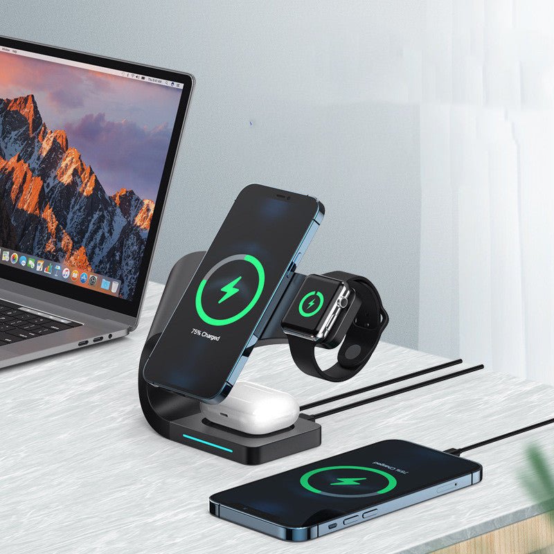 Support de Charge Multifonction Magnétique avec Recharge Sans Fil Rapide 15W - IVOIRART.COM