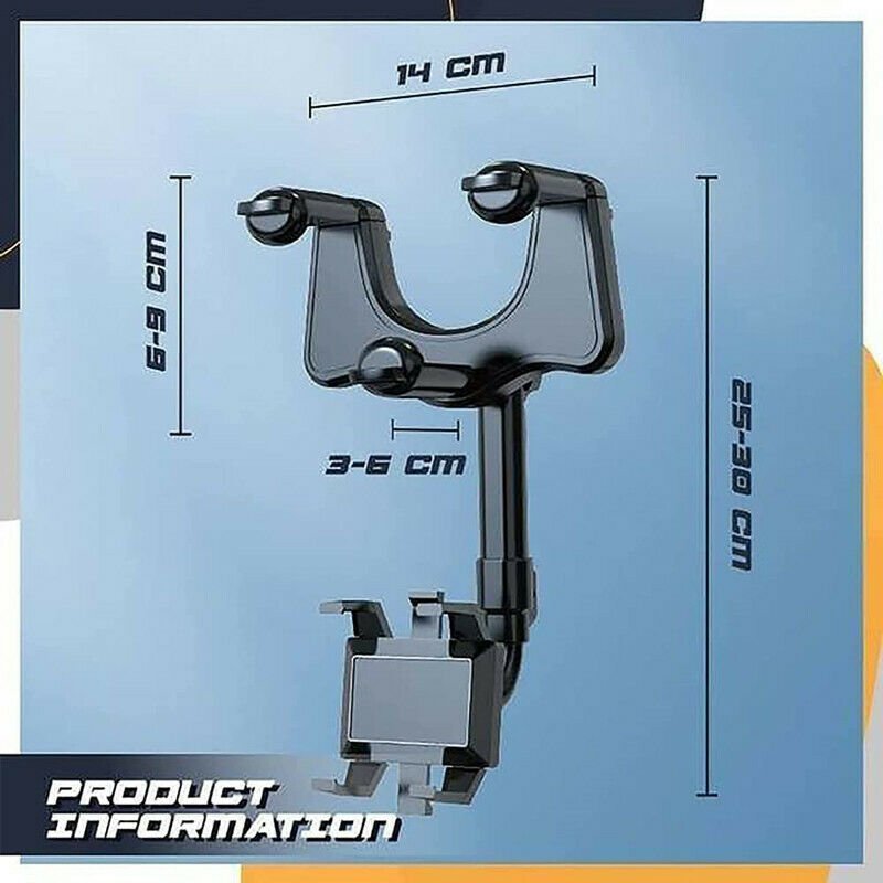 Support de navigation pivotant pour rétroviseur arrière de voiture, noir ABS nano - PU - IVOIRART.COM