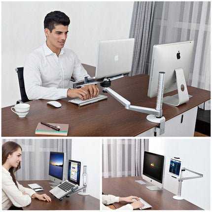 Support double bras pour ordinateur portable ajustable en alliage d'aluminium 44cm - IVOIRART.COM