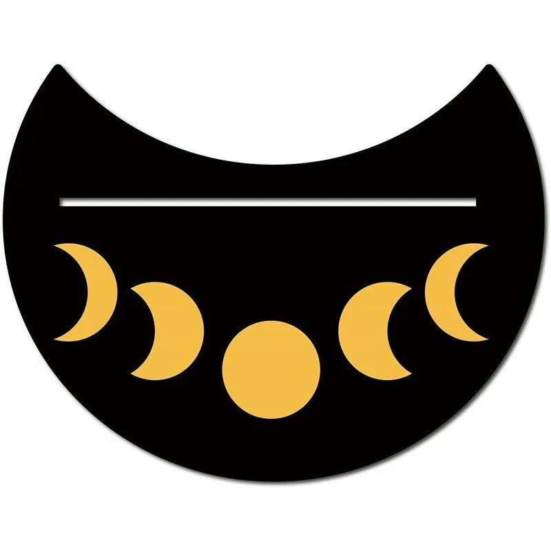 Support en bois noir forme nouvelle lune pour pince à cartes de tarot décorum - IVOIRART.COM