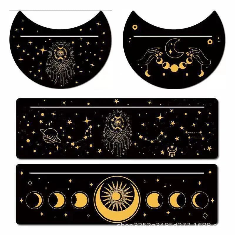 Support en bois noir forme nouvelle lune pour pince à cartes de tarot décorum - IVOIRART.COM