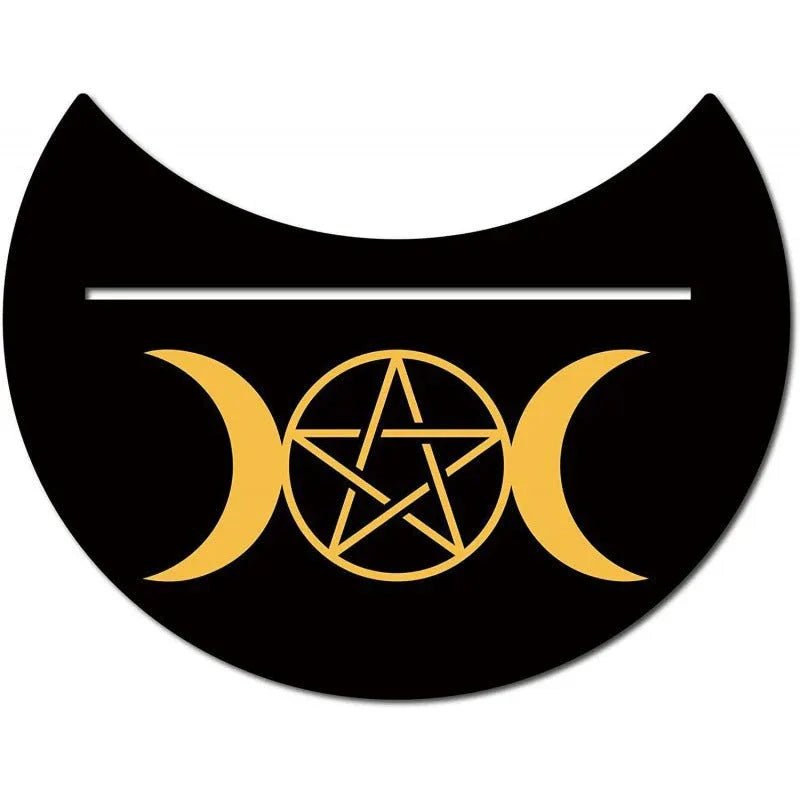 Support en bois noir forme nouvelle lune pour pince à cartes de tarot décorum - IVOIRART.COM