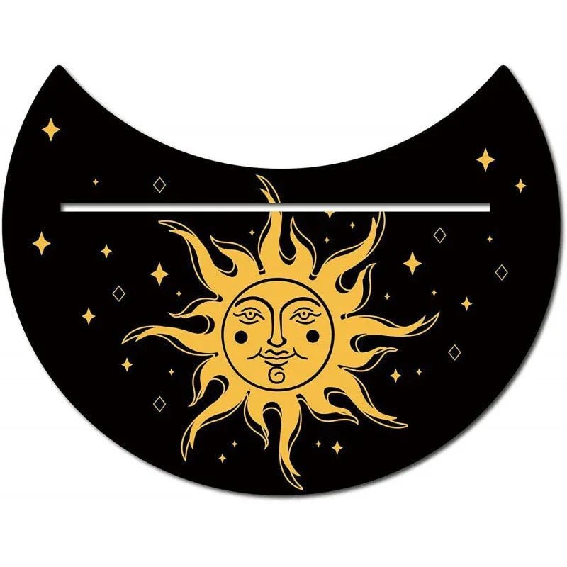 Support en bois noir forme nouvelle lune pour pince à cartes de tarot décorum - IVOIRART.COM