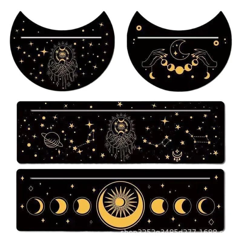 Support en bois noir forme nouvelle lune pour pince à cartes de tarot décorum - IVOIRART.COM