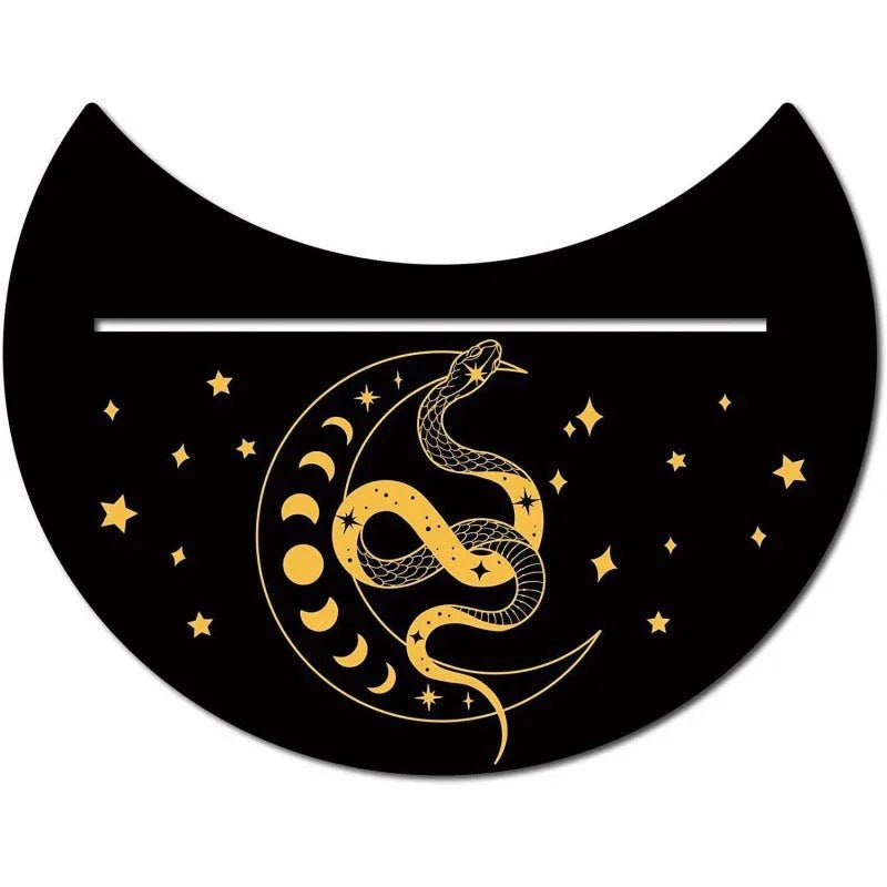 Support en bois noir forme nouvelle lune pour pince à cartes de tarot décorum - IVOIRART.COM