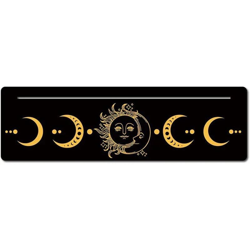 Support en bois noir forme nouvelle lune pour pince à cartes de tarot décorum - IVOIRART.COM