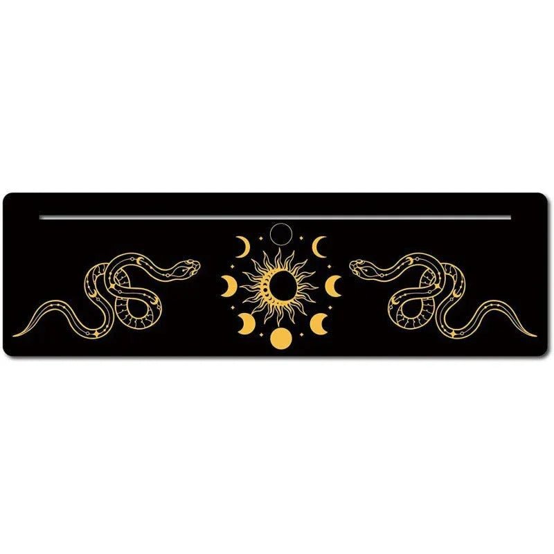 Support en bois noir forme nouvelle lune pour pince à cartes de tarot décorum - IVOIRART.COM