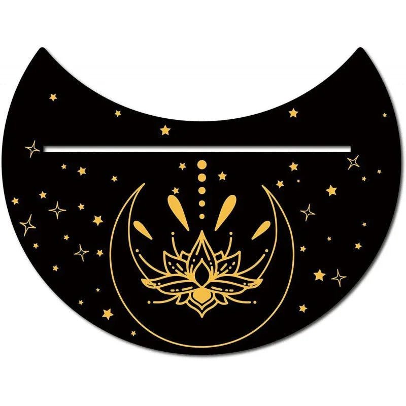 Support en bois noir forme nouvelle lune pour pince à cartes de tarot décorum - IVOIRART.COM