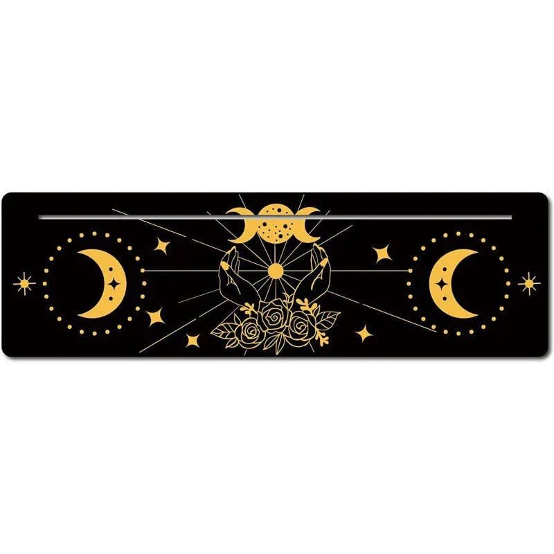 Support en bois noir forme nouvelle lune pour pince à cartes de tarot décorum - IVOIRART.COM