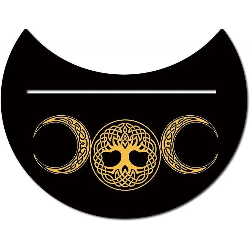 Support en bois noir forme nouvelle lune pour pince à cartes de tarot décorum - IVOIRART.COM