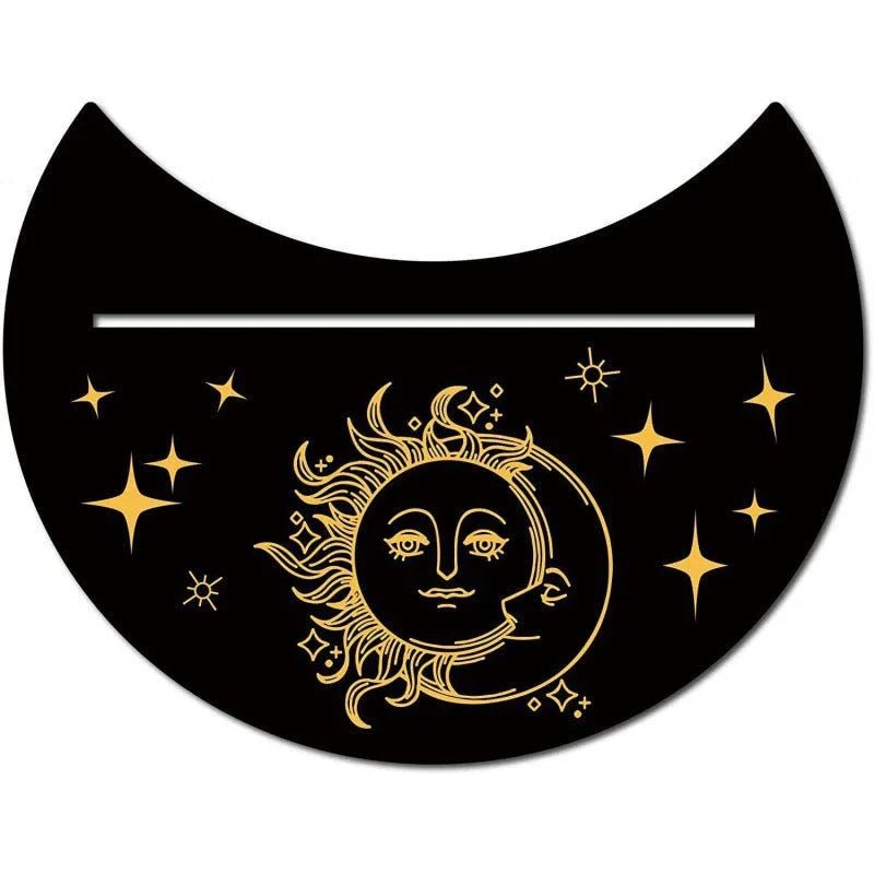 Support en bois noir forme nouvelle lune pour pince à cartes de tarot décorum - IVOIRART.COM