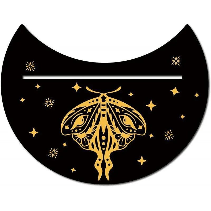 Support en bois noir forme nouvelle lune pour pince à cartes de tarot décorum - IVOIRART.COM