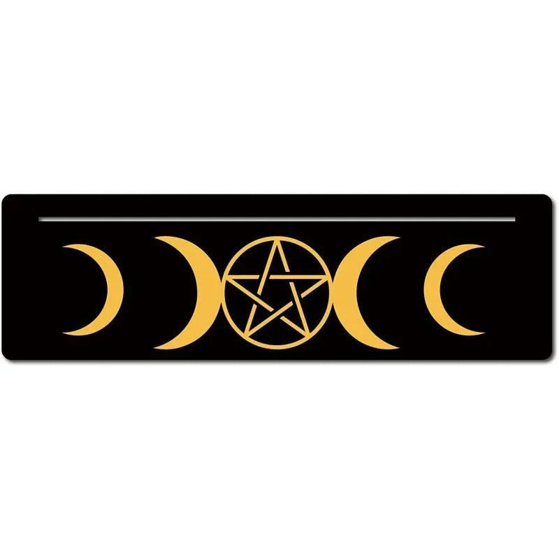 Support en bois noir forme nouvelle lune pour pince à cartes de tarot décorum - IVOIRART.COM