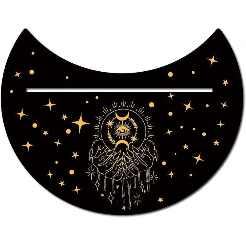 Support en bois noir forme nouvelle lune pour pince à cartes de tarot décorum - IVOIRART.COM