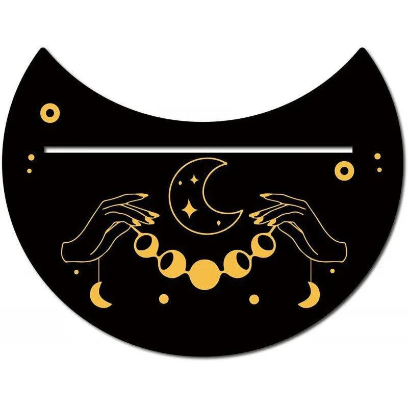 Support en bois noir forme nouvelle lune pour pince à cartes de tarot décorum - IVOIRART.COM
