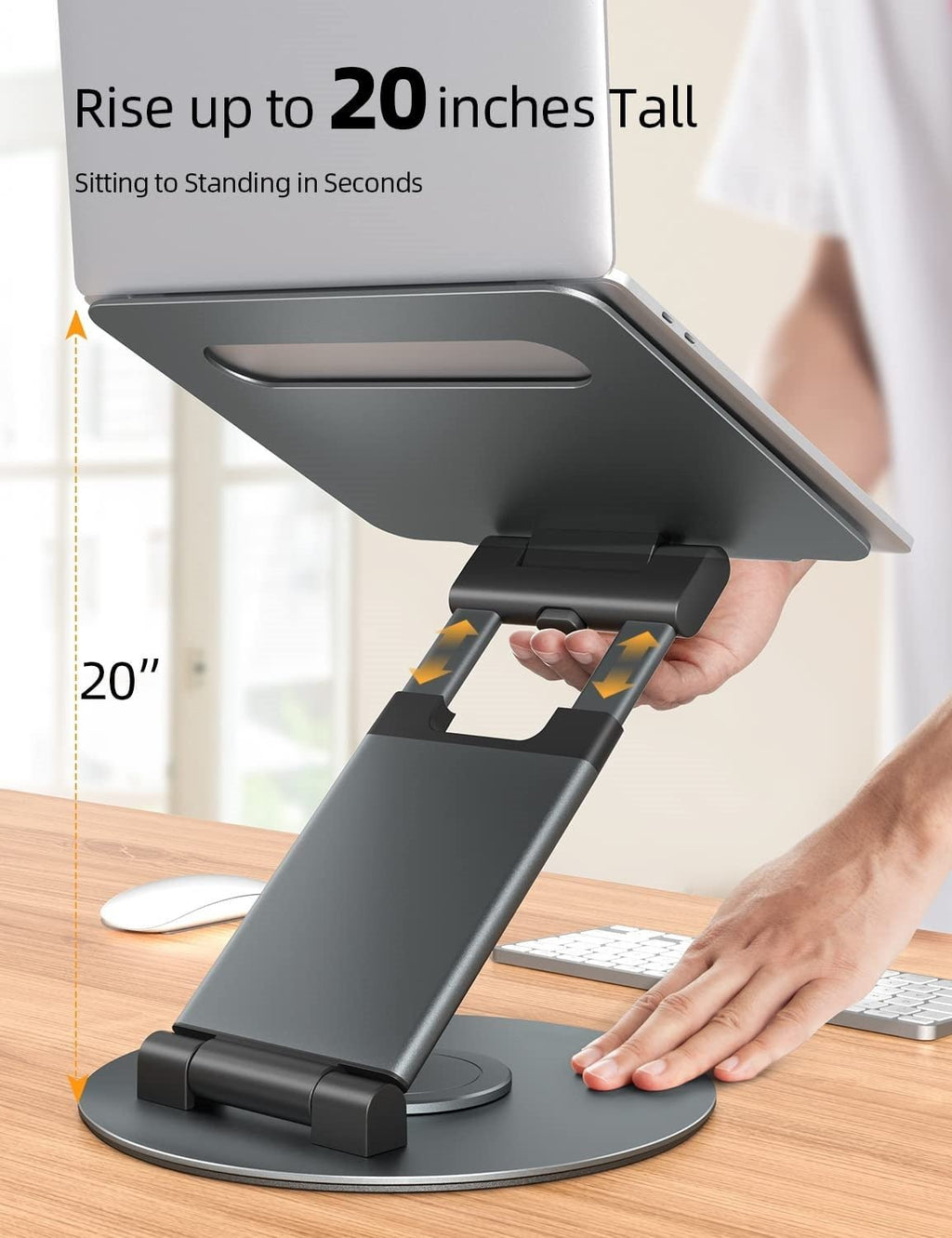 Support Ordinateur Portable en Alliage d'Aluminium, Base de Bureau Ajustable, Rotation 360° - IVOIRART.COM