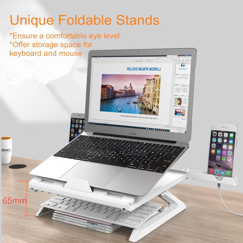 Support pour ordinateur portable multifonctionnel pliable et ajustable à levage - IVOIRART.COM