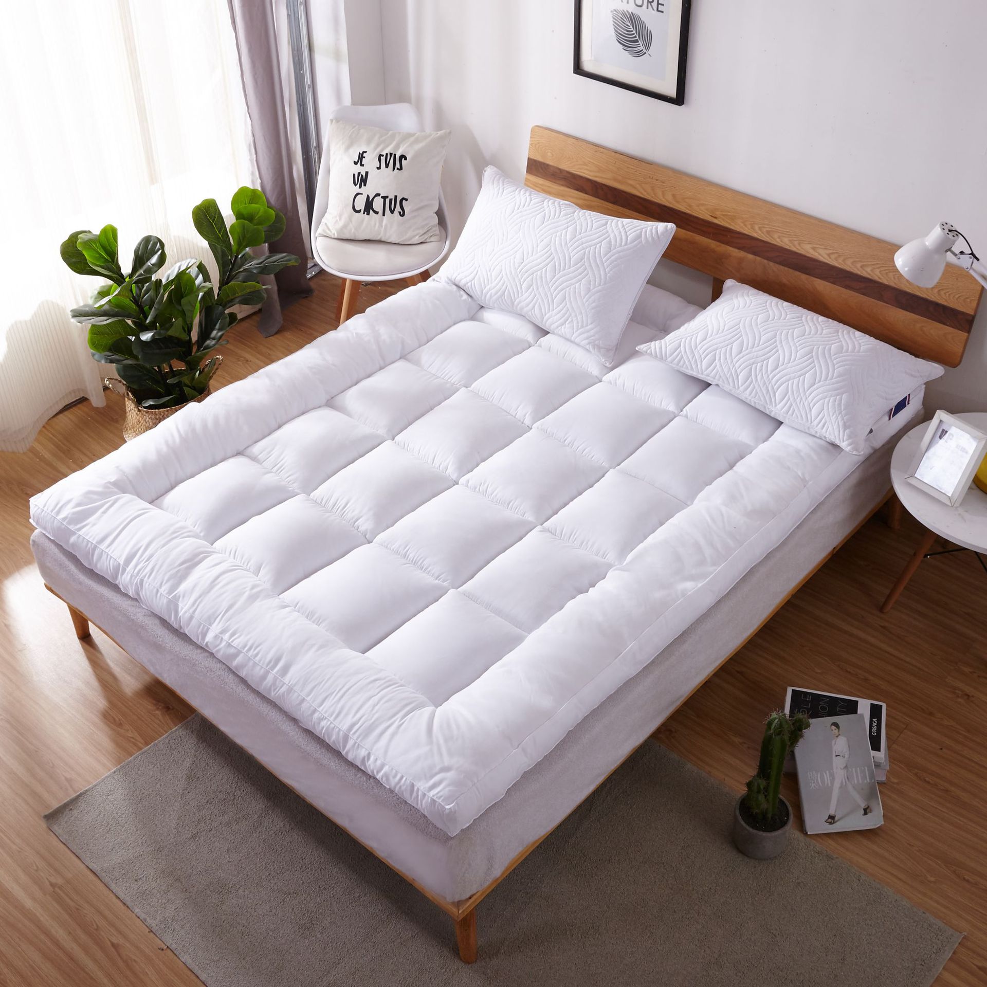 Surmatelas épais en microfibre antidérapant, protection de lit pour usage domestique - IVOIRART.COM