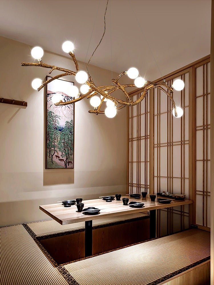 Suspension décorative en branche d'arbre style Zen japonais Wabi-sabi pour restaurant - IVOIRART.COM