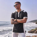 Sweat à Capuche Homme à Manches Courtes Style Sportif et Décontracté Noir Bleu Blanc - IVOIRART.COM