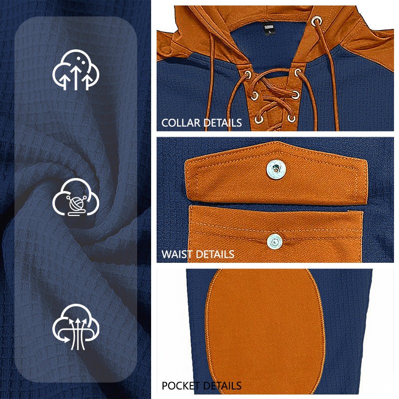 Sweat à capuche pour homme en tissu gaufré à manches longues, style décontracté - IVOIRART.COM