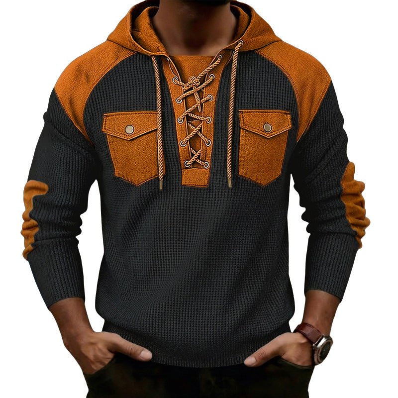 Sweat à capuche pour homme en tissu gaufré à manches longues, style décontracté - IVOIRART.COM