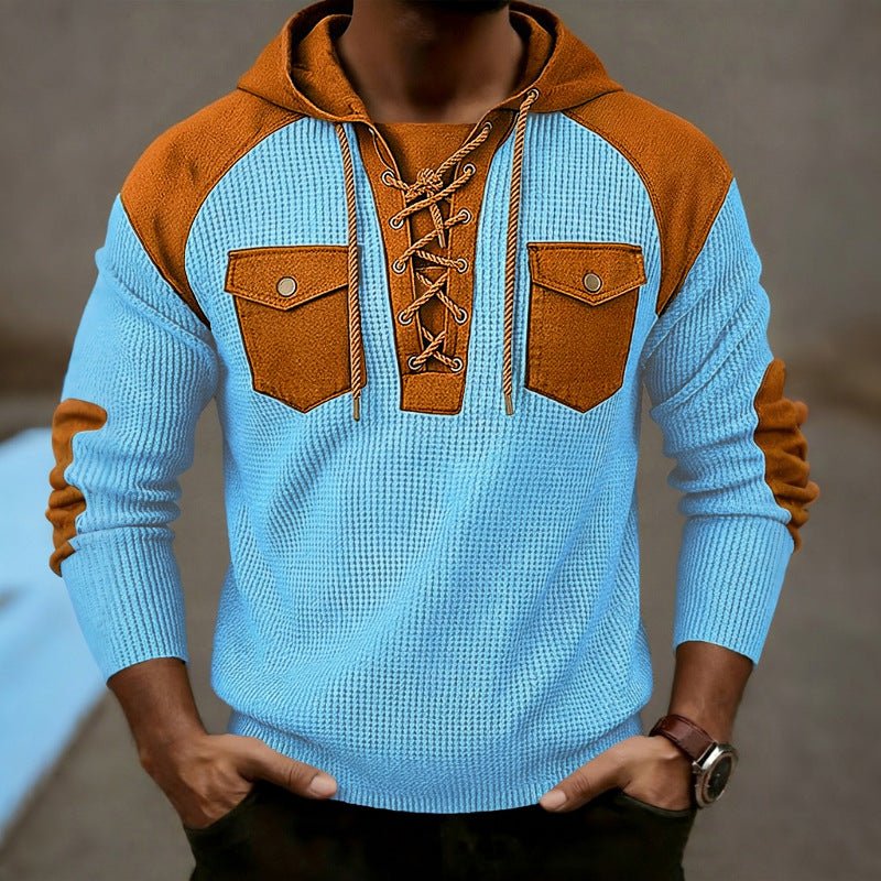 Sweat à capuche pour homme en tissu gaufré à manches longues, style décontracté - IVOIRART.COM