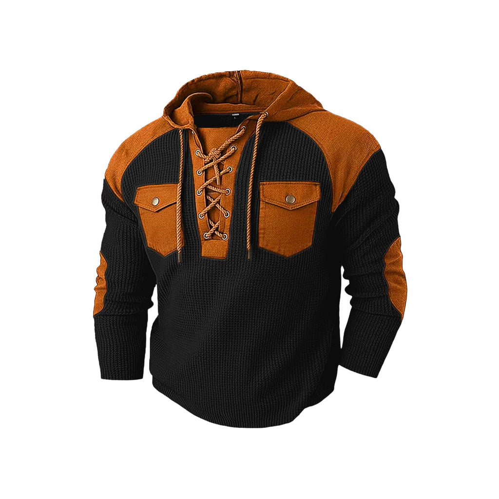 Sweat à capuche pour homme en tissu gaufré à manches longues, style décontracté - IVOIRART.COM