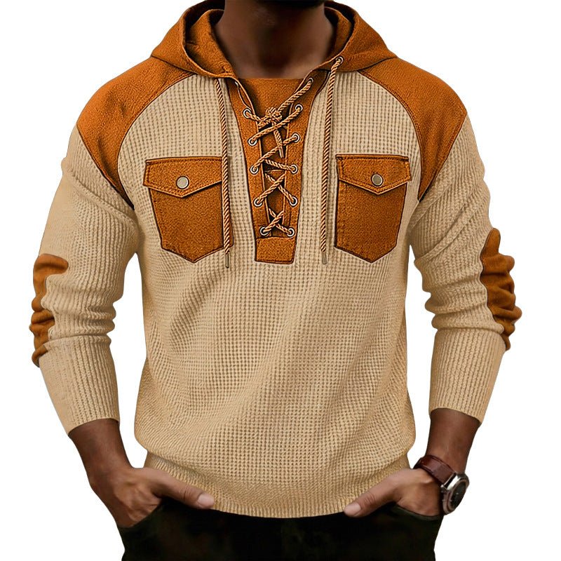 Sweat à capuche pour homme en tissu gaufré à manches longues, style décontracté - IVOIRART.COM