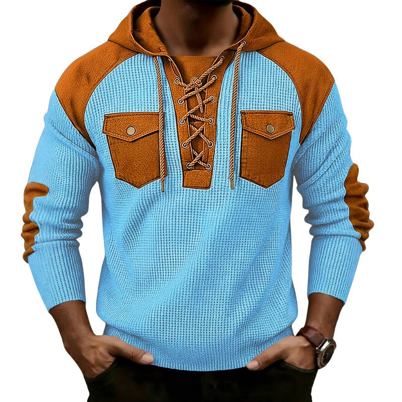 Sweat à capuche pour homme en tissu gaufré à manches longues, style décontracté - IVOIRART.COM