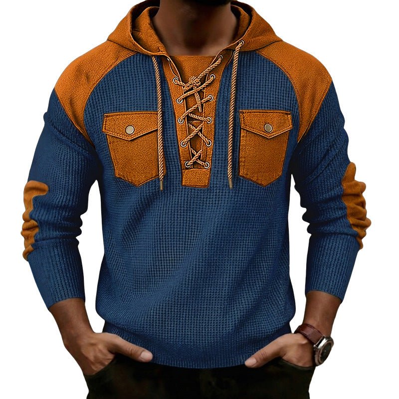 Sweat à capuche pour homme en tissu gaufré à manches longues, style décontracté - IVOIRART.COM