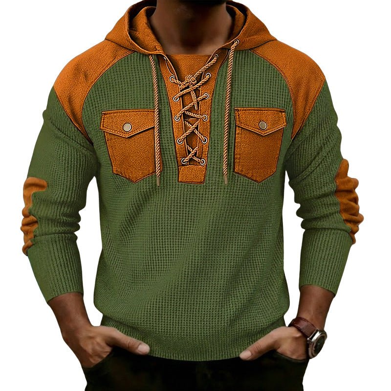 Sweat à capuche pour homme en tissu gaufré à manches longues, style décontracté - IVOIRART.COM