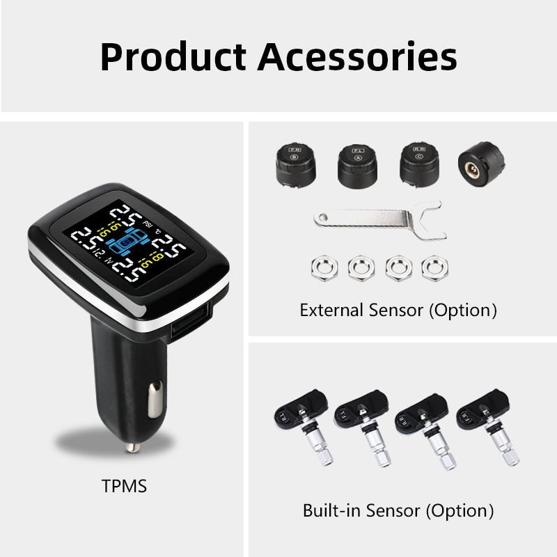 Système de Surveillance de la Pression des Pneus avec Port USB Allume-Cigare et Alarme Sécurité Auto - IVOIRART.COM