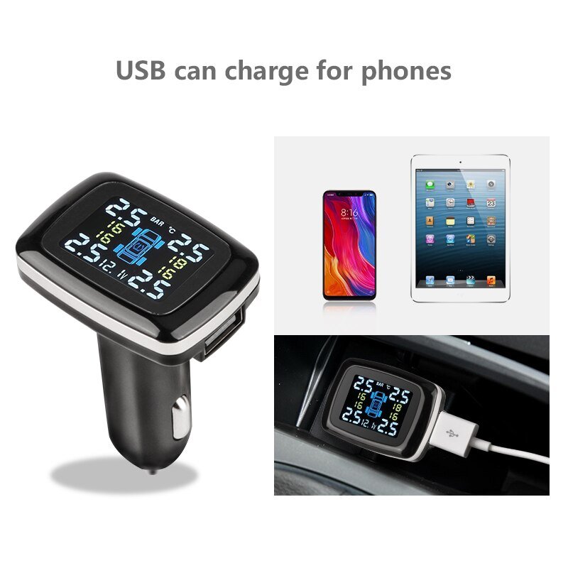 Système de Surveillance de la Pression des Pneus avec Port USB Allume-Cigare et Alarme Sécurité Auto - IVOIRART.COM