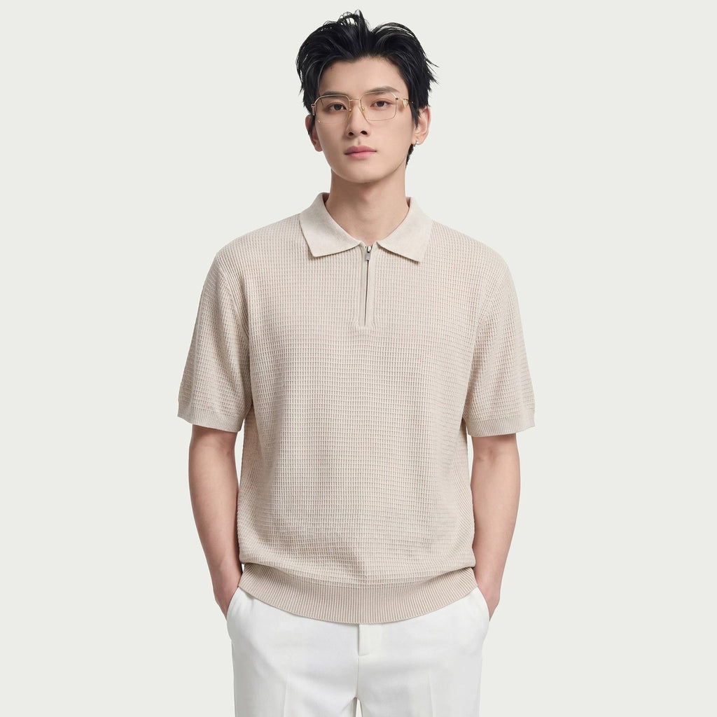 T-shirt d'été à manches courtes maille gaufrée, style décontracté et professionnel - IVOIRART.COM
