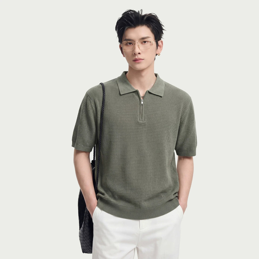 T-shirt d'été à manches courtes maille gaufrée, style décontracté et professionnel - IVOIRART.COM